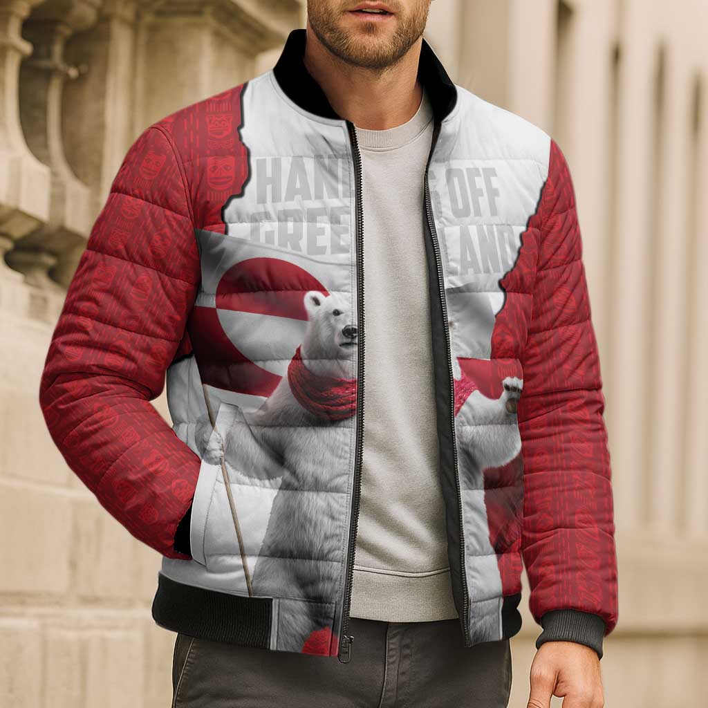 Hands Off Greenland Personalized Bomber Puffer Jacket Poland Bear with Flag