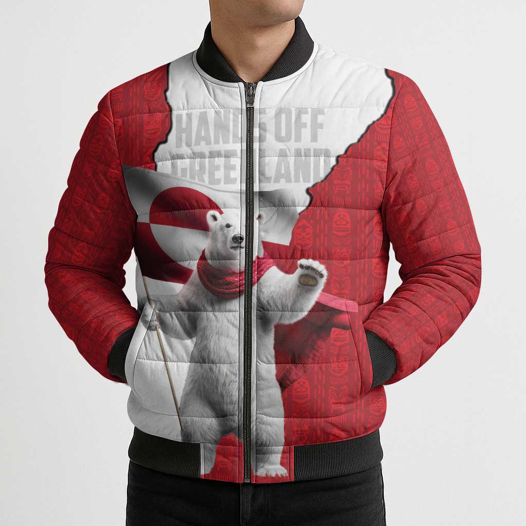 Hands Off Greenland Personalized Bomber Puffer Jacket Poland Bear with Flag