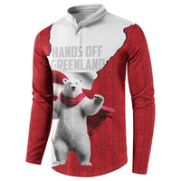 Hands Off Greenland Personalized Button Sweatshirt Poland Bear with Flag