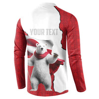 Hands Off Greenland Personalized Button Sweatshirt Poland Bear with Flag