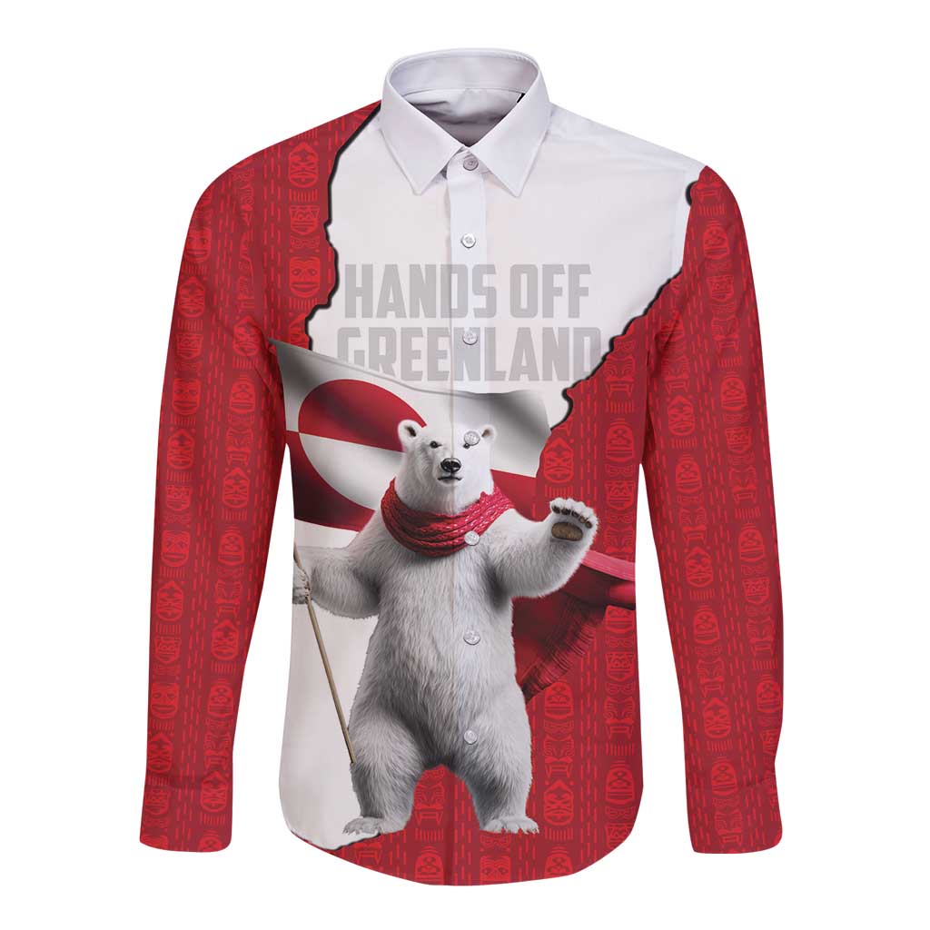 Hands Off Greenland Personalized Long Sleeve Button Shirt Poland Bear with Flag