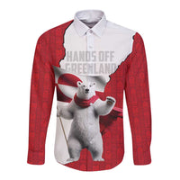 Hands Off Greenland Personalized Long Sleeve Button Shirt Poland Bear with Flag