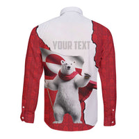 Hands Off Greenland Personalized Long Sleeve Button Shirt Poland Bear with Flag