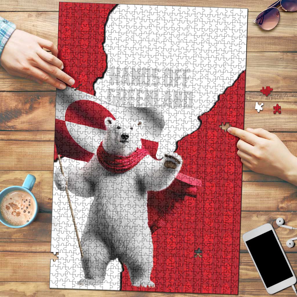 Hands Off Greenland Puzzle Poland Bear with Flag