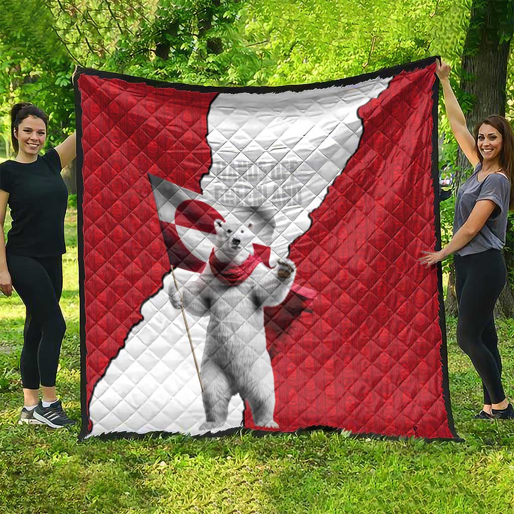 Hands Off Greenland Quilt Poland Bear with Flag