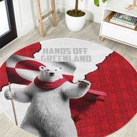 Hands Off Greenland Round Carpet Poland Bear with Flag