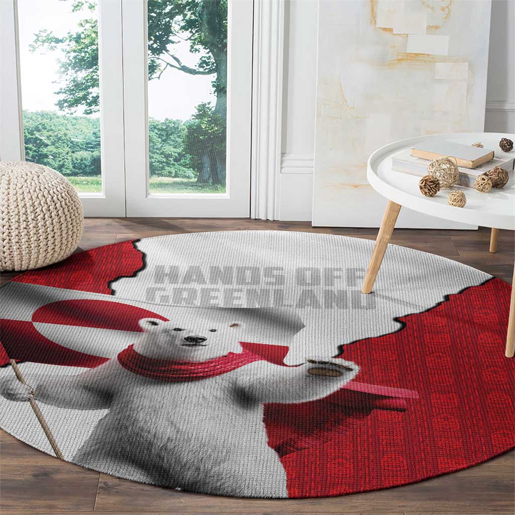 Hands Off Greenland Round Carpet Poland Bear with Flag