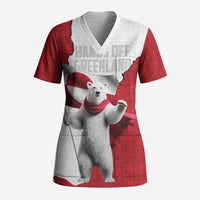 Hands Off Greenland Personalized Scrub Top Poland Bear with Flag