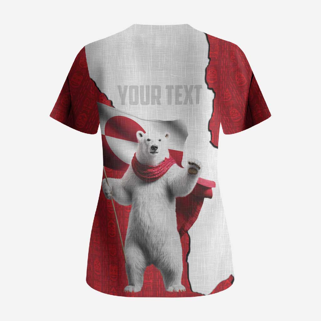 Hands Off Greenland Personalized Scrub Top Poland Bear with Flag