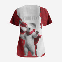 Hands Off Greenland Personalized Scrub Top Poland Bear with Flag