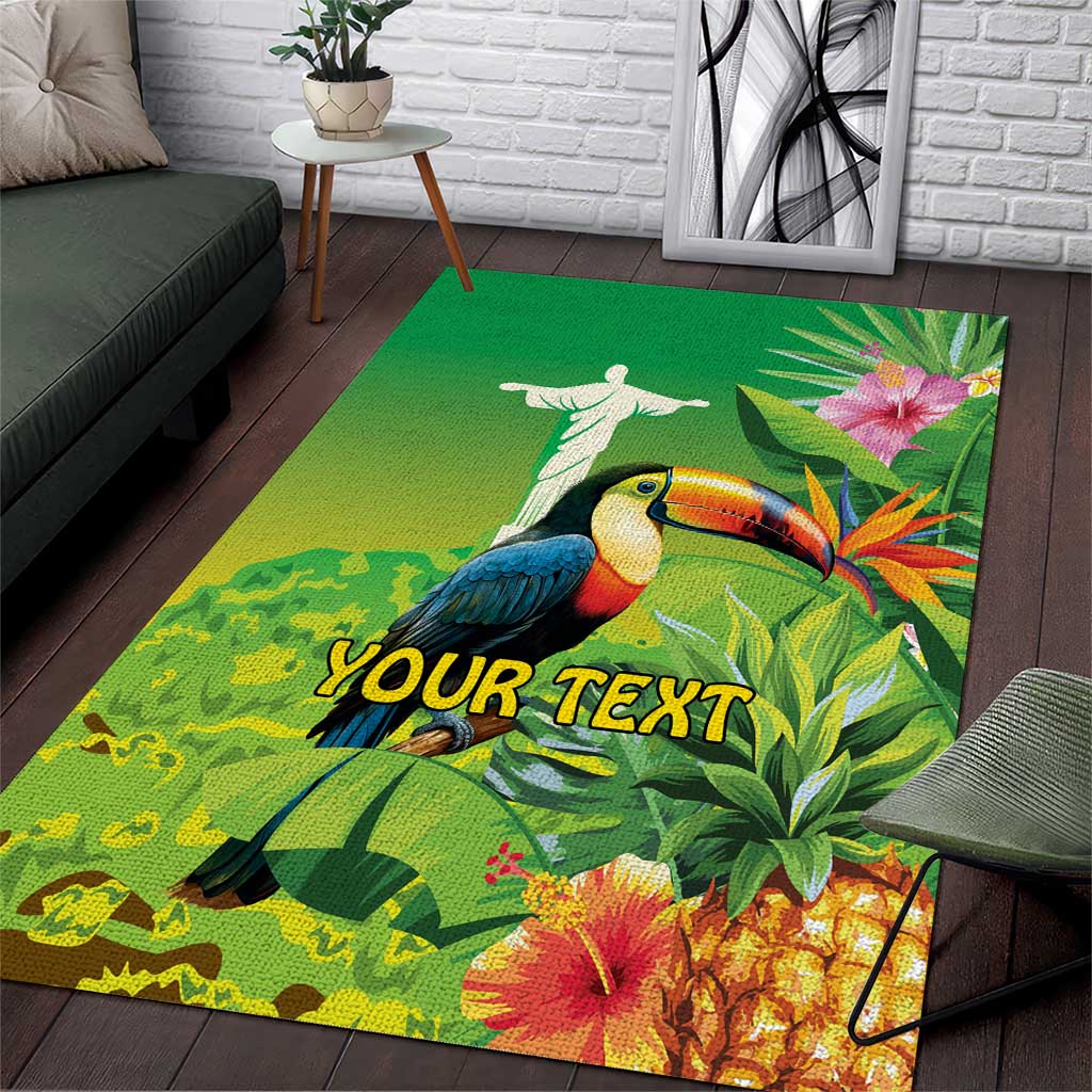 Brazil Rio-Toucan Bird Personalized Area Rug Tropical Flowers