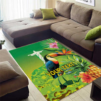 Brazil Rio-Toucan Bird Personalized Area Rug Tropical Flowers