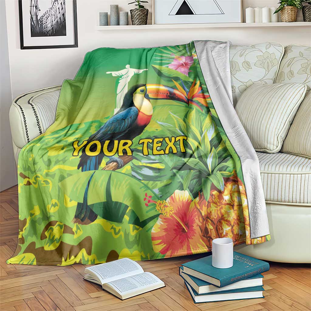 Brazil Rio-Toucan Bird Personalized Blanket Tropical Flowers