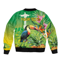 Brazil Rio-Toucan Bird Personalized Bomber Jacket Tropical Flowers