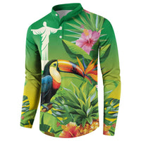 Brazil Rio-Toucan Bird Personalized Button Sweatshirt Tropical Flowers