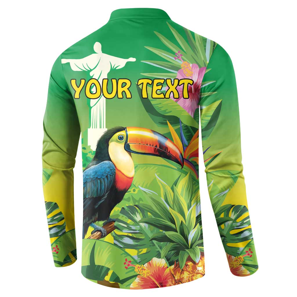 Brazil Rio-Toucan Bird Personalized Button Sweatshirt Tropical Flowers