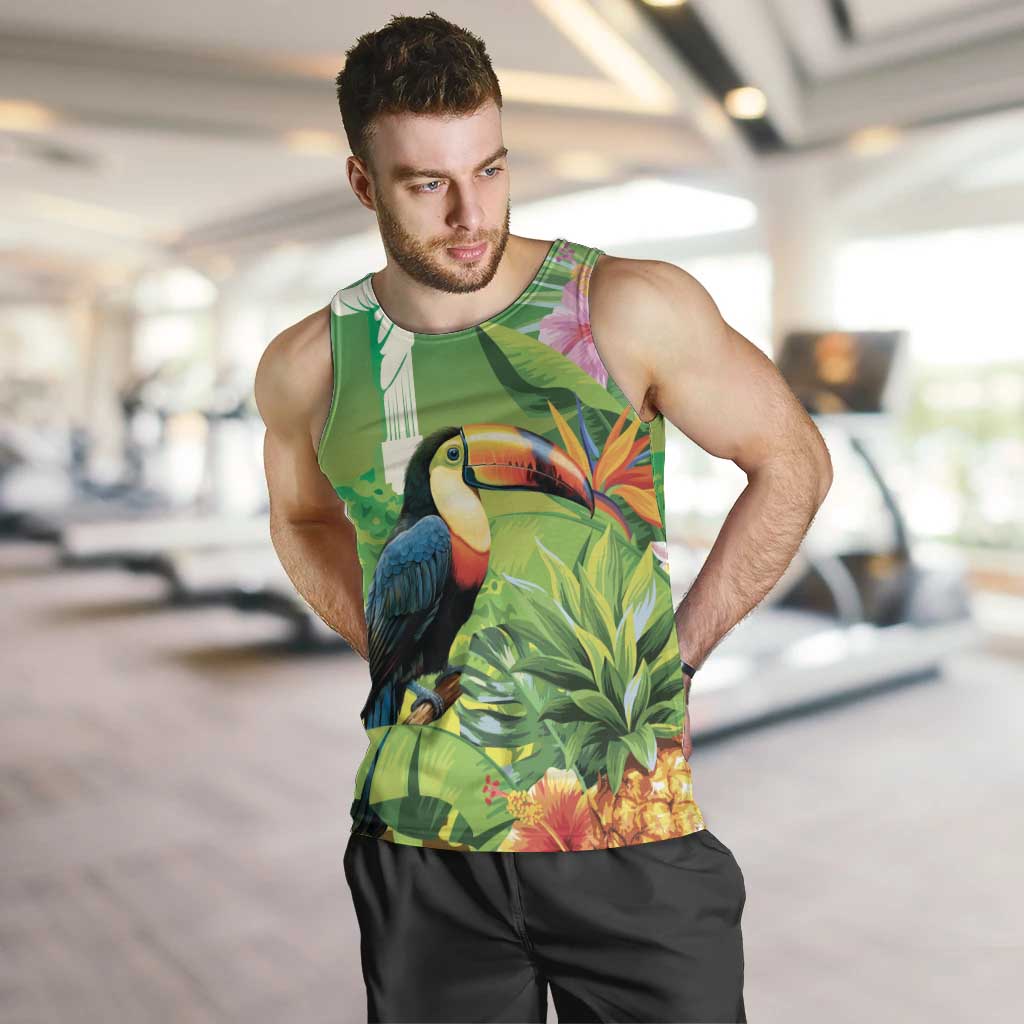 Brazil Rio-Toucan Bird Personalized Men Tank Top Tropical Flowers