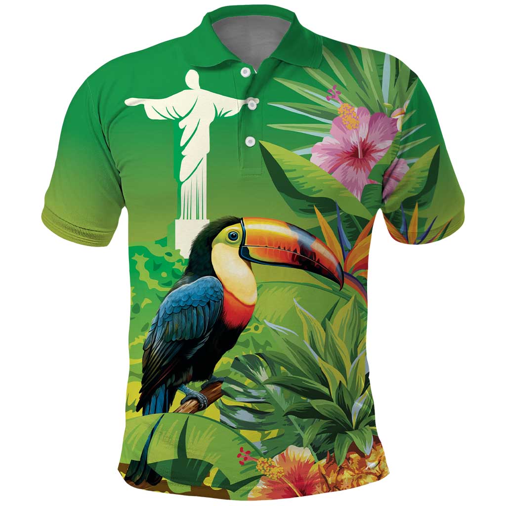 Brazil Rio-Toucan Bird Personalized Polo Shirt Tropical Flowers