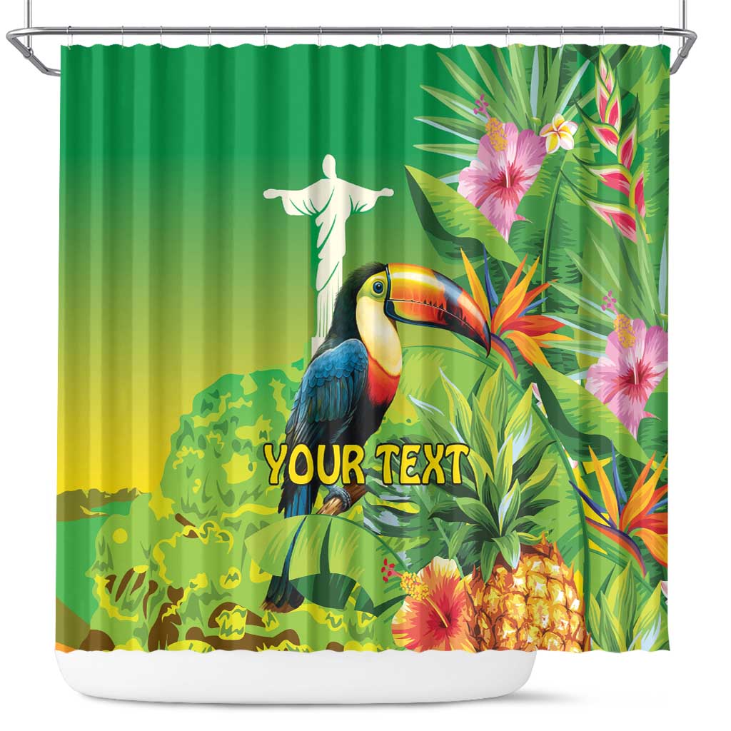 Brazil Rio-Toucan Bird Personalized Shower Curtain Tropical Flowers