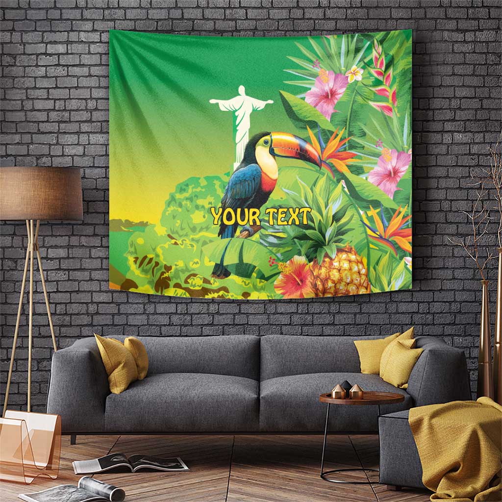 Brazil Rio-Toucan Bird Personalized Tapestry Tropical Flowers