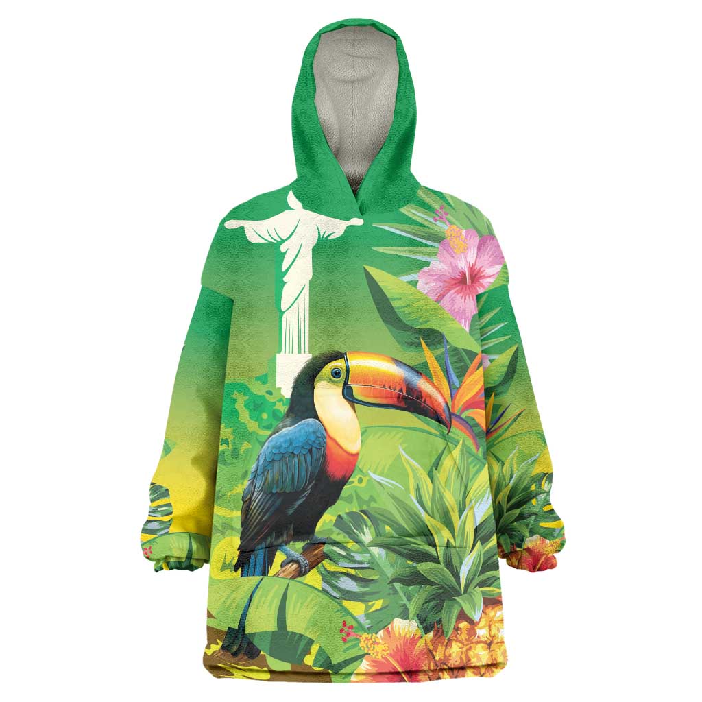 Brazil Rio-Toucan Bird Personalized Wearable Blanket Hoodie Tropical Flowers