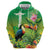 Brazil Rio-Toucan Bird Personalized Zip Hoodie Tropical Flowers