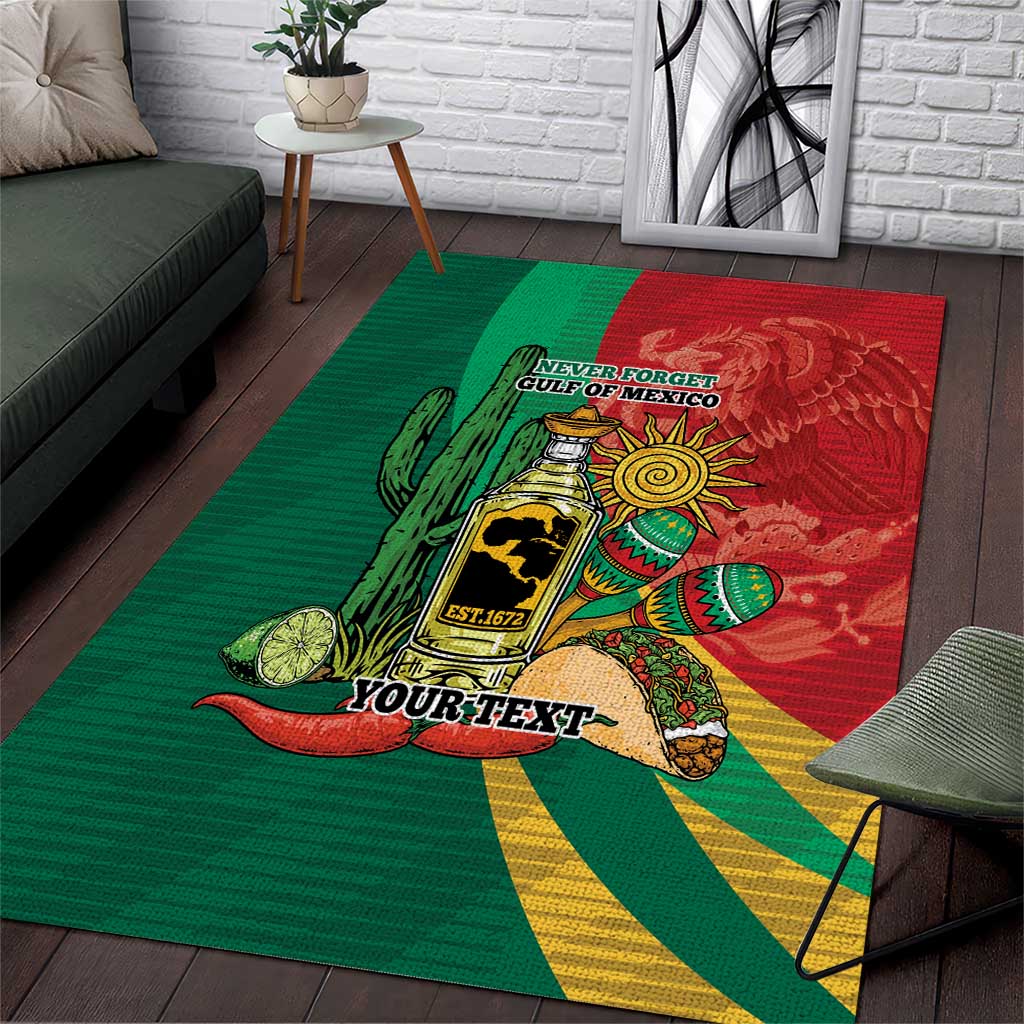 Gulf of Mexico Since 1672 Personalized Area Rug Mexican Tequila and Tacos