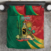 Personalized bedding set with green and red cactus and tequila bottle graphic