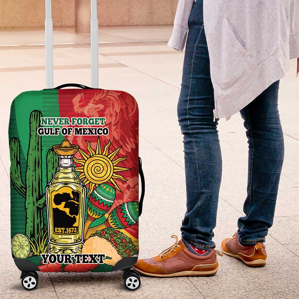 Gulf of Mexico Since 1672 Personalized Luggage Cover Mexican Tequila and Tacos