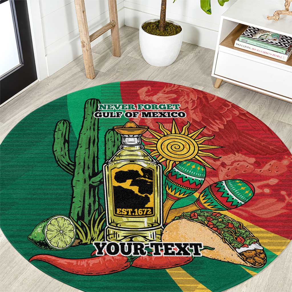 Gulf of Mexico Since 1672 Personalized Round Carpet Mexican Tequila and Tacos