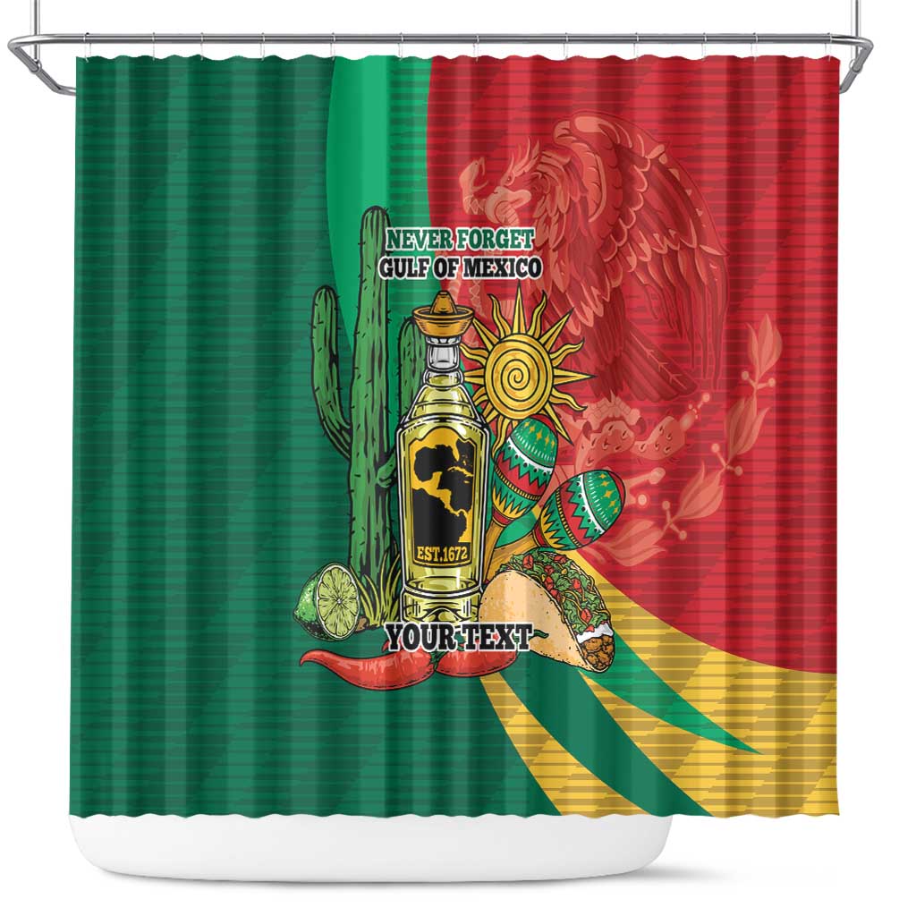 Gulf of Mexico Since 1672 Personalized Shower Curtain Mexican Tequila and Tacos