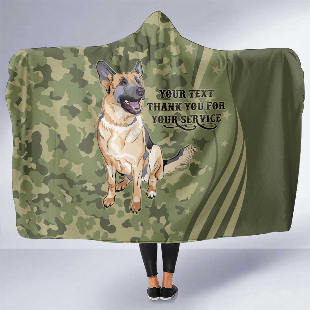 United States Canine Personalized Hooded Blanket USA Military K9s Camouflage