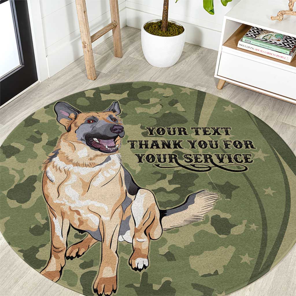 United States Canine Personalized Round Carpet USA Military K9s Camouflage