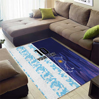 Argentina football rug with navy and light-blue sections, number 10, and map outline