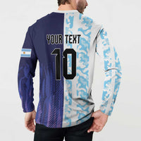 Argentina Football Custom Button Sweatshirt Vamos La Albiceleste Half Version