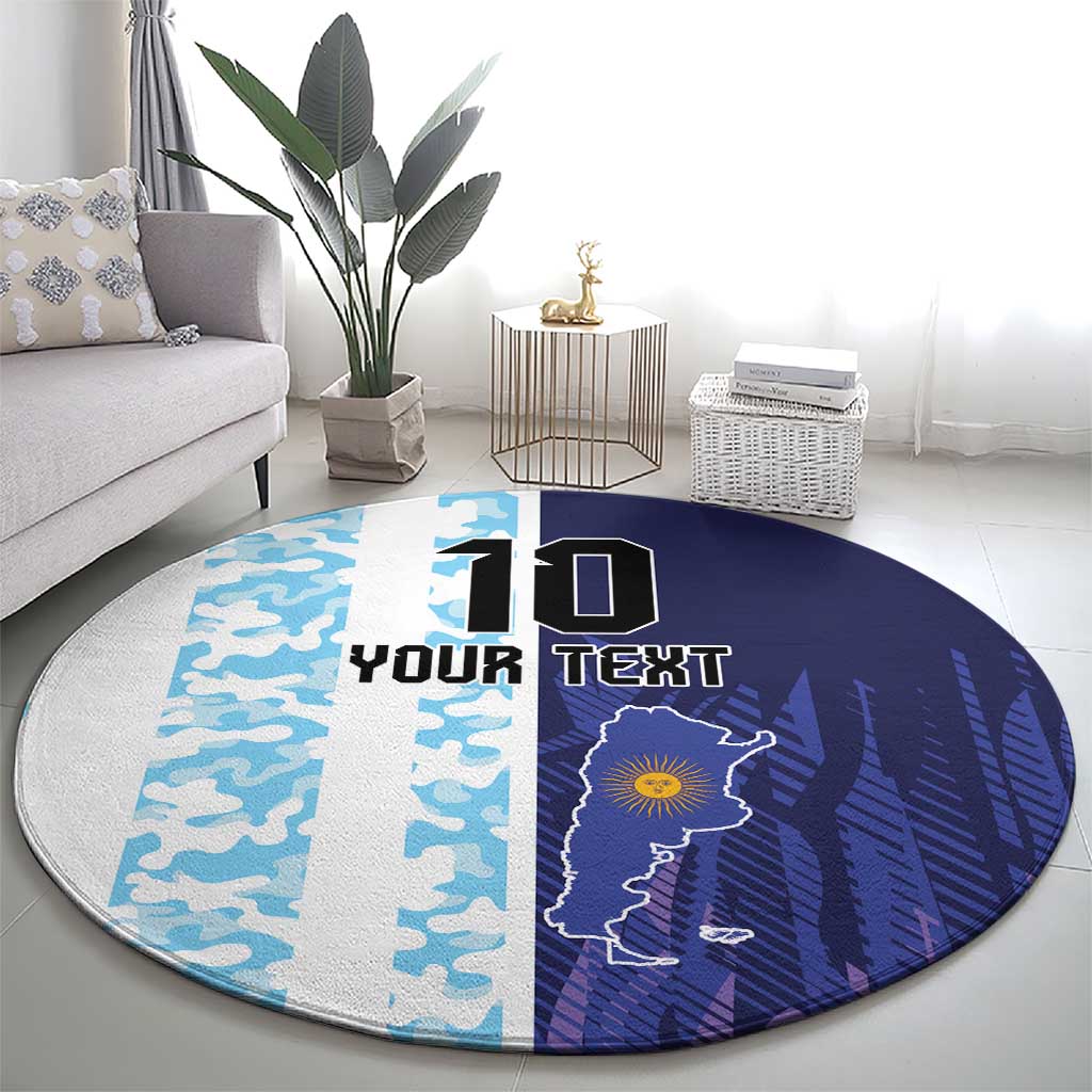 Argentina Football Custom Round Carpet Vamos La Albiceleste Half Version