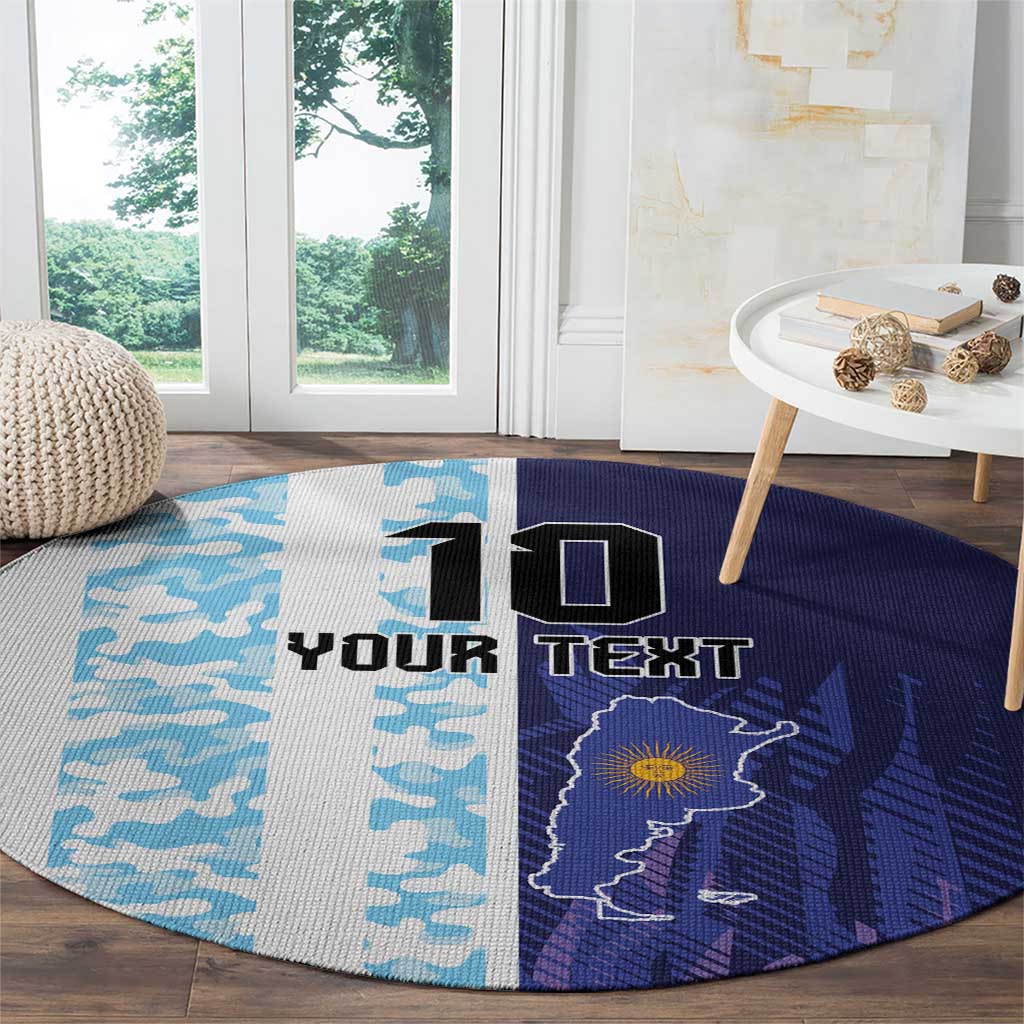 Argentina Football Custom Round Carpet Vamos La Albiceleste Half Version