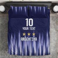 Blue Argentina-themed bedding set with vertical stripe pattern, number 10, stars, and custom text