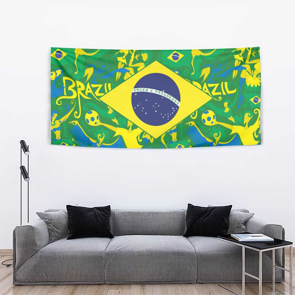 Brazil Ordem e Progresso Tapestry Native Brasil Mixed Together