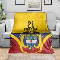 Custom Colombia flag blanket, yellow top and red bottom, black '21' and 'YOUR TEXT'
