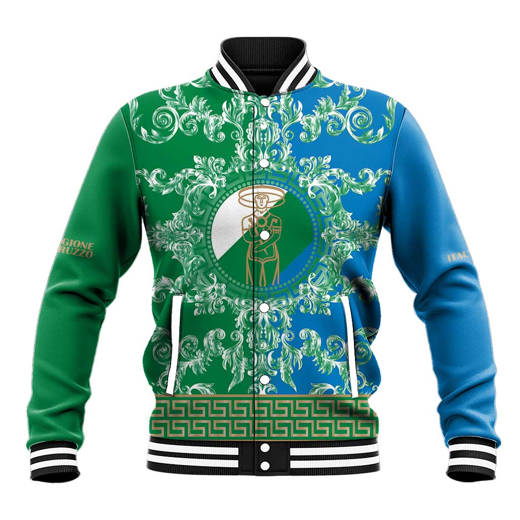 Personalized Italy Abruzzo Baseball Jacket Baroque Motif