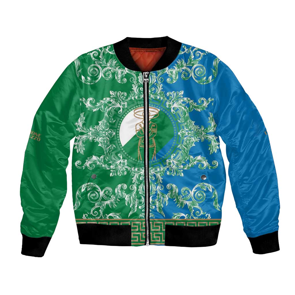 Personalized Italy Abruzzo Bomber Jacket Baroque Motif