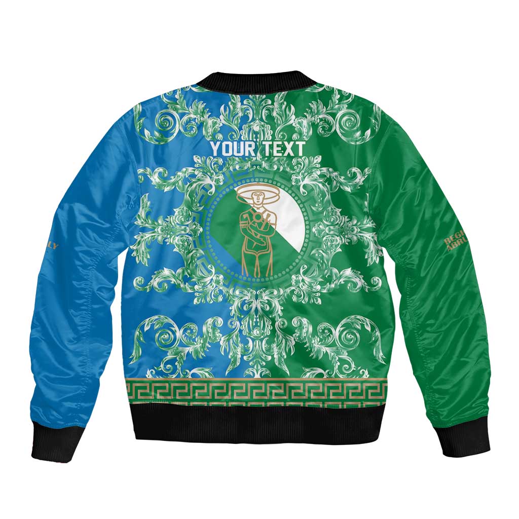 Personalized Italy Abruzzo Bomber Jacket Baroque Motif