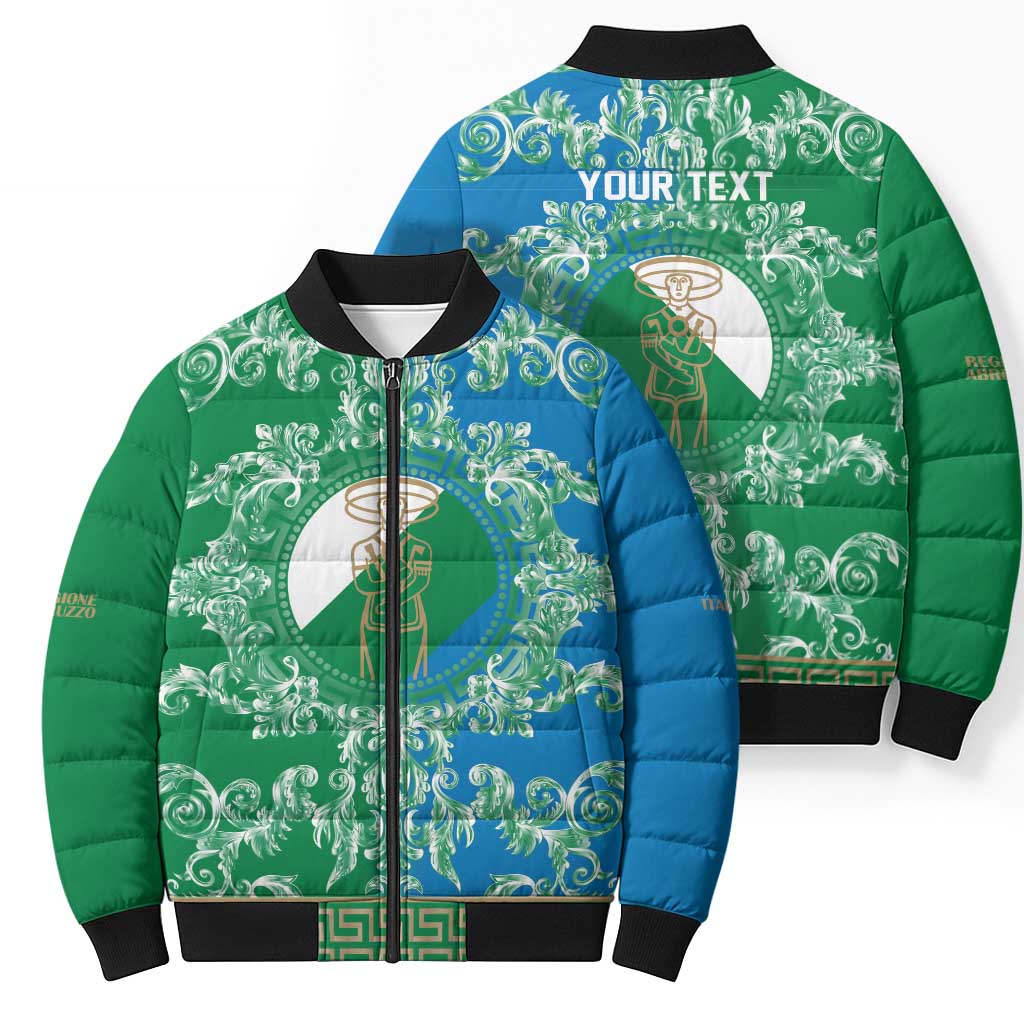Personalized Italy Abruzzo Bomber Puffer Jacket Baroque Motif