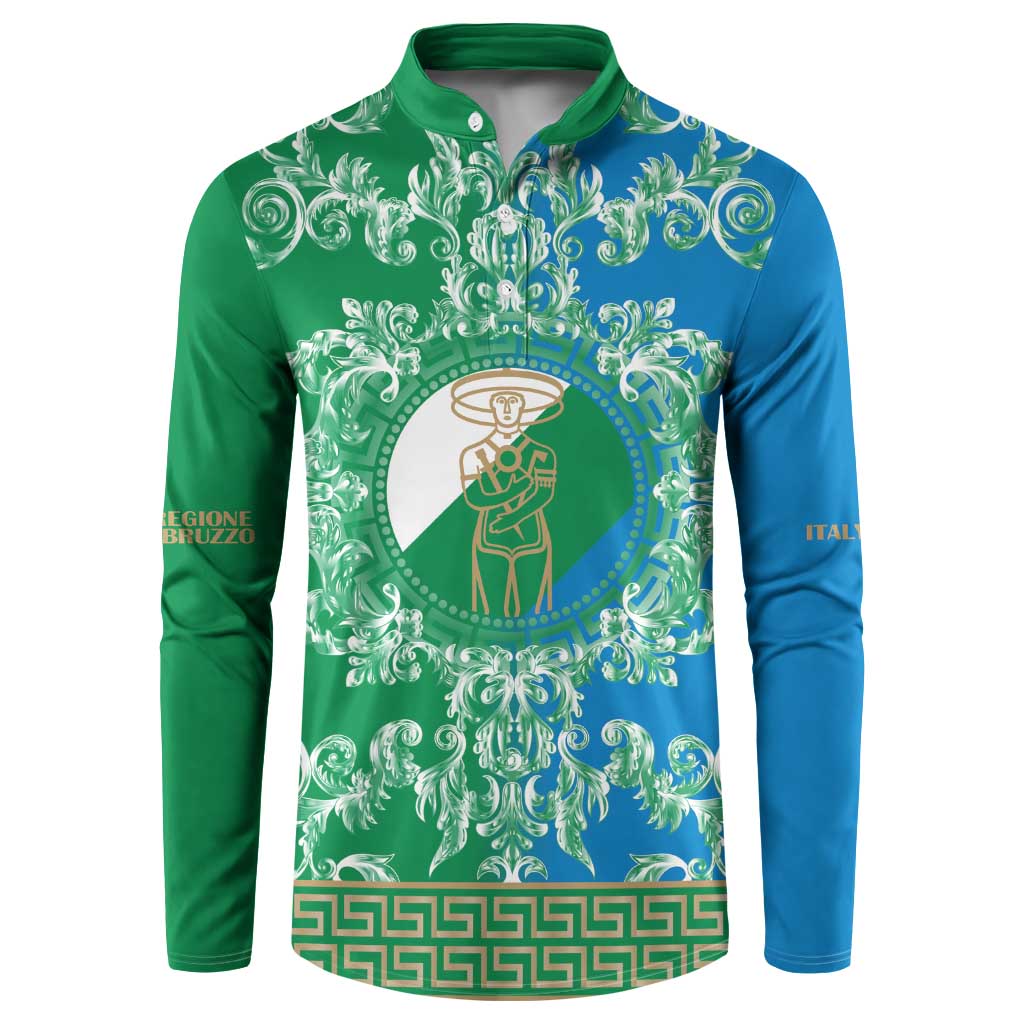 Personalized Italy Abruzzo Button Sweatshirt Baroque Motif