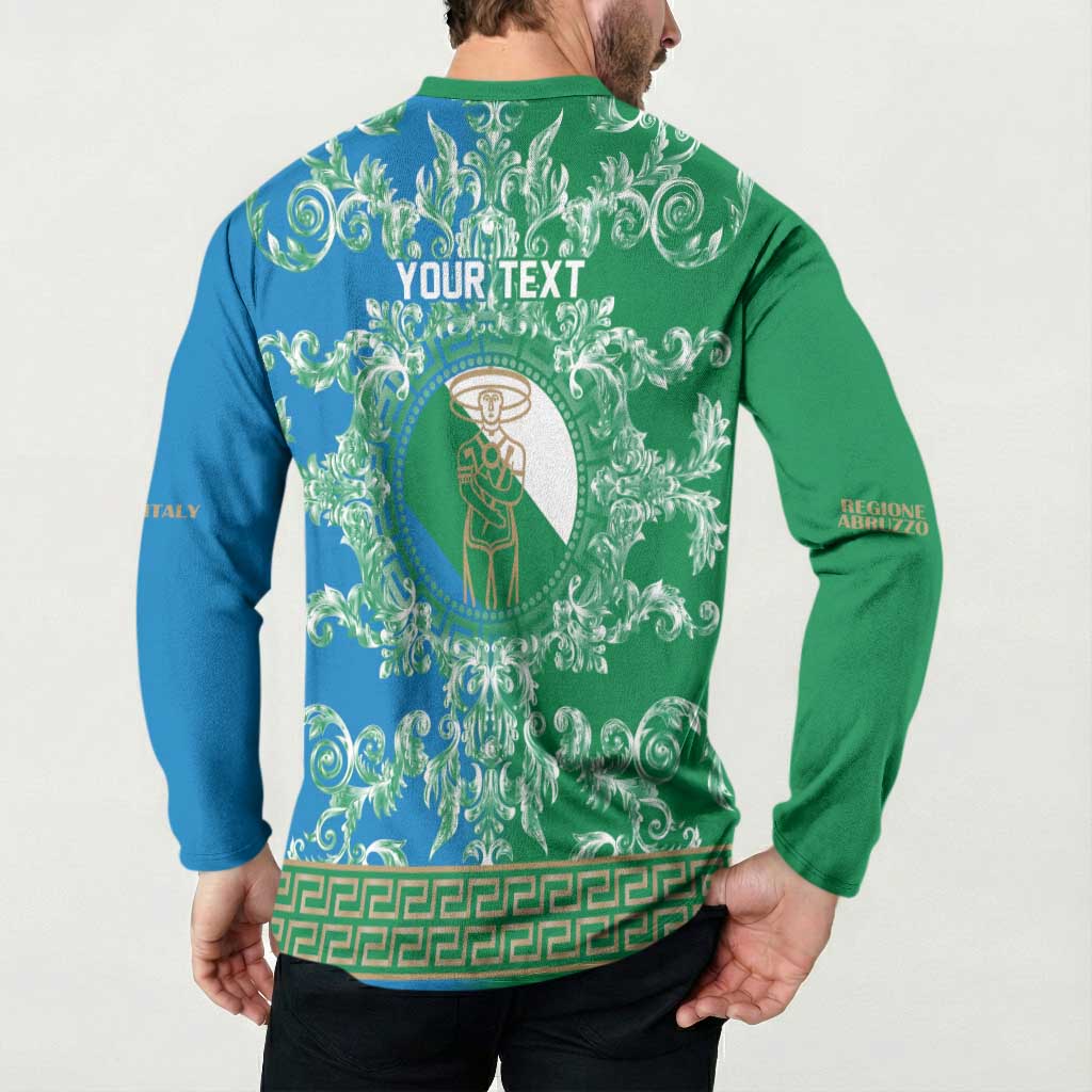 Personalized Italy Abruzzo Button Sweatshirt Baroque Motif