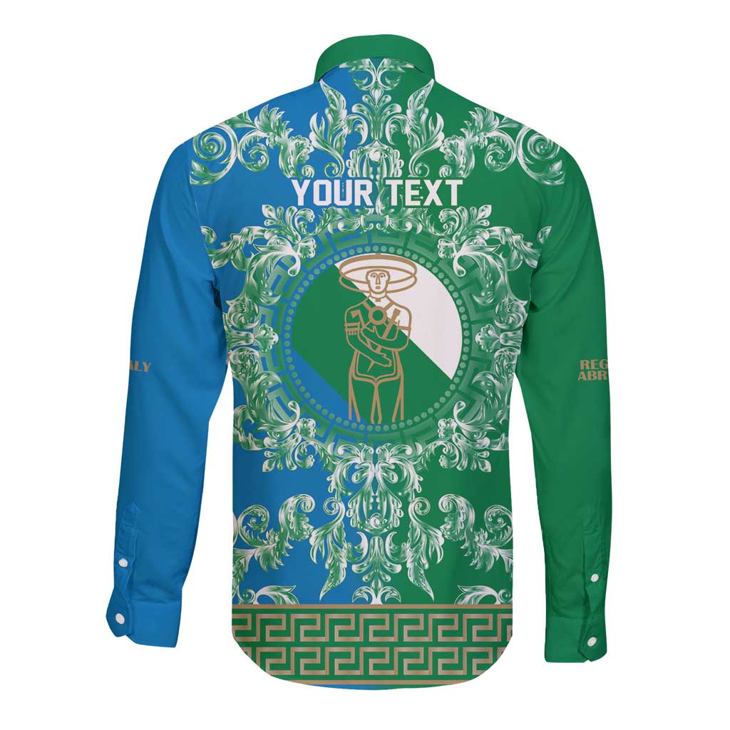 Personalized Italy Abruzzo Long Sleeve Button Shirt Baroque Motif