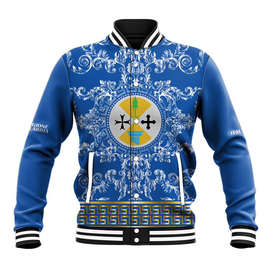 Personalized Italy Calabria Baseball Jacket Baroque Motif