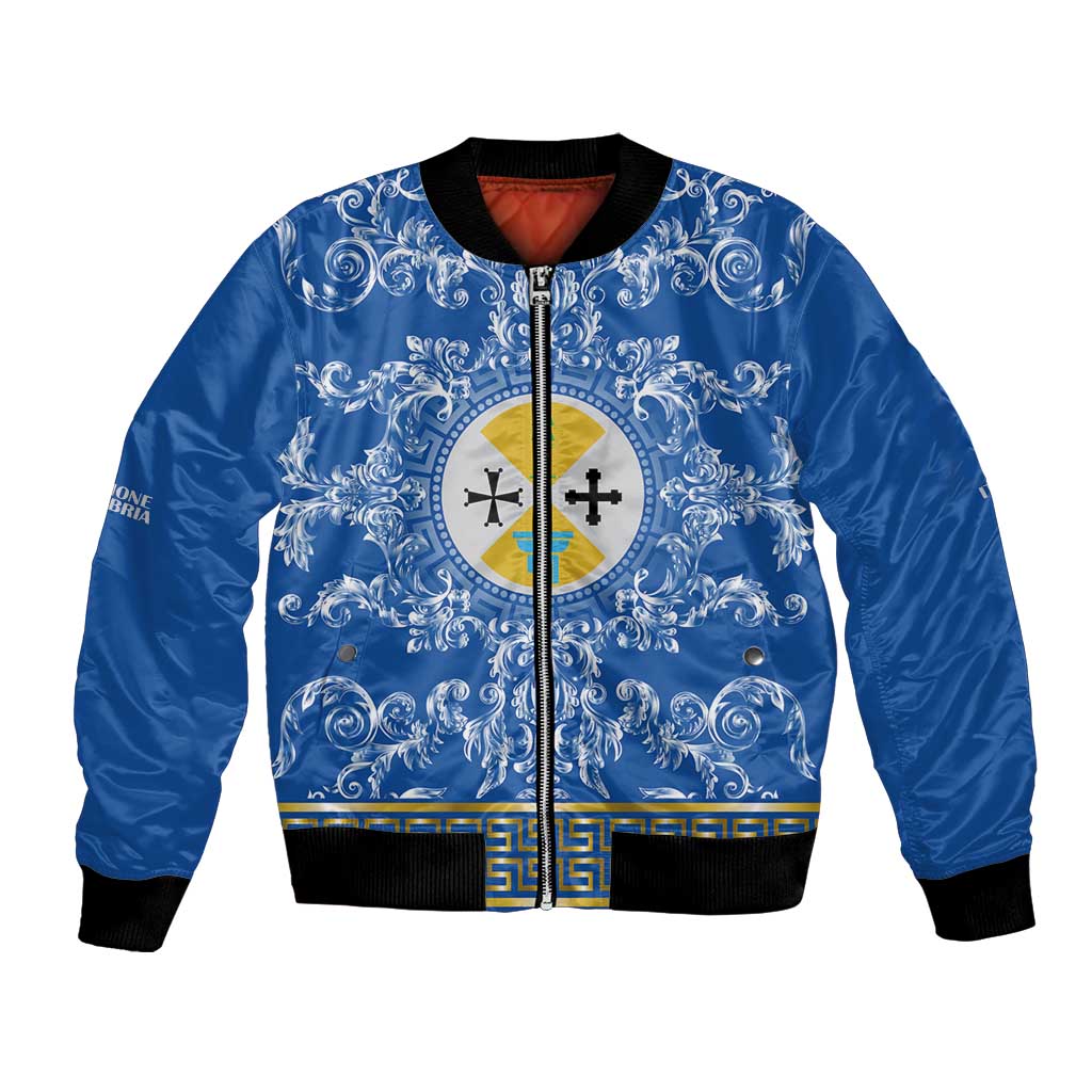 Personalized Italy Calabria Bomber Jacket Baroque Motif