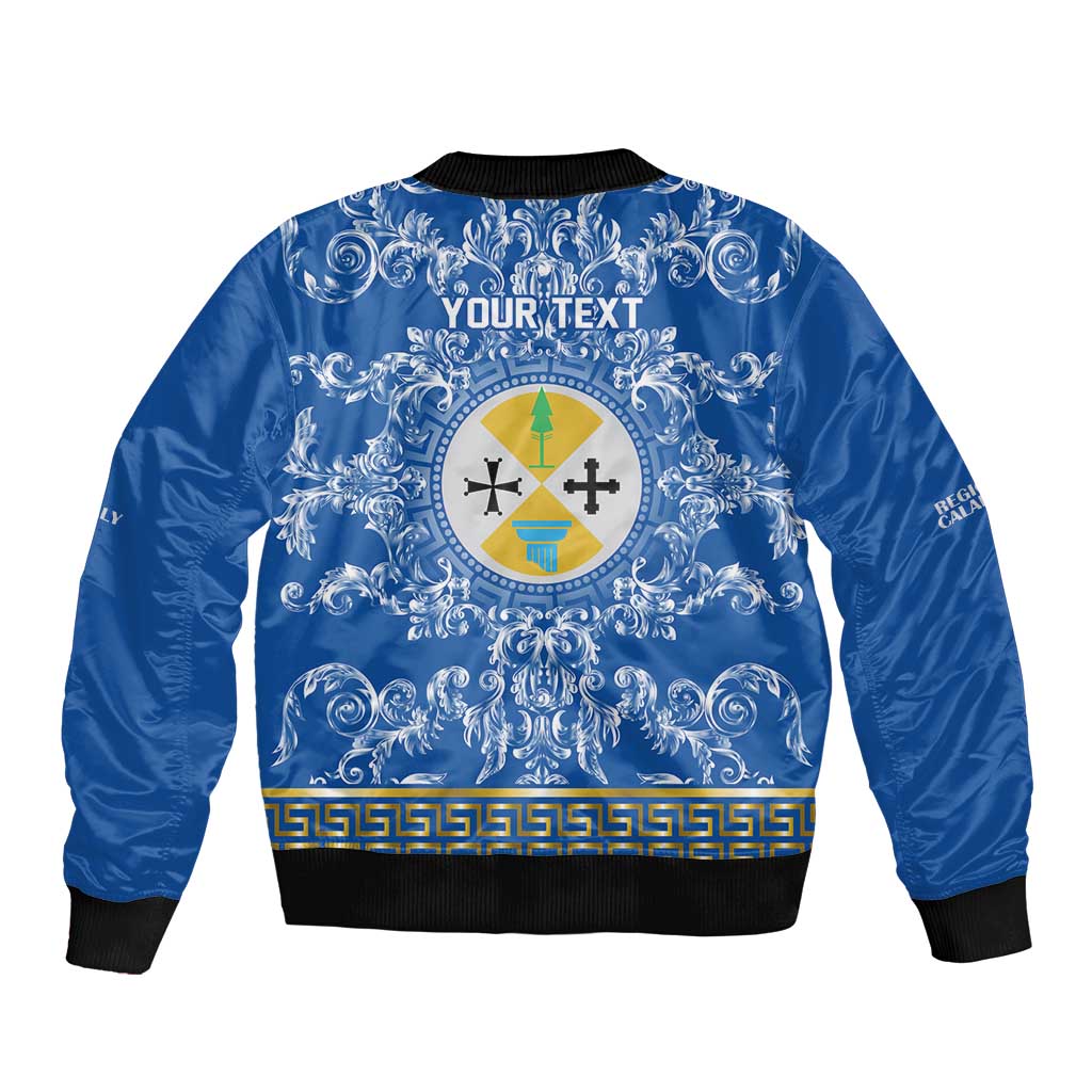 Personalized Italy Calabria Bomber Jacket Baroque Motif